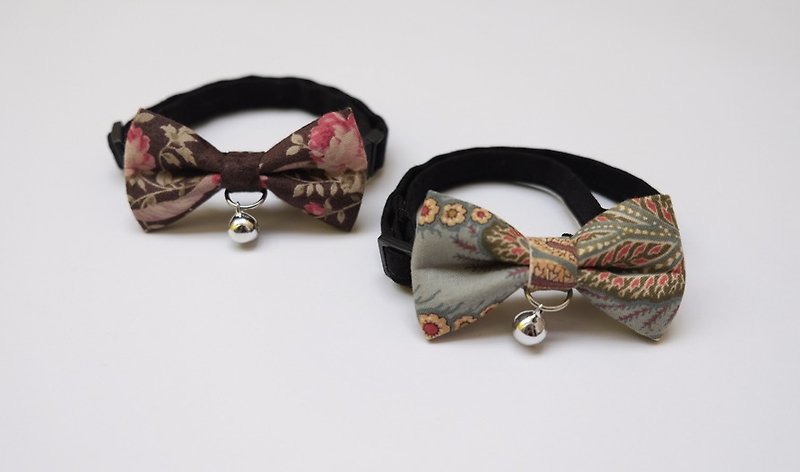[Miya ko. Handmade cloth grocery] ((((I want to bring together two spot spot Yo)))) cats and dogs bow tie / tweeted / bow / vintage style / retro / pattern / pet collars - ปลอกคอ - ผ้าฝ้าย/ผ้าลินิน 