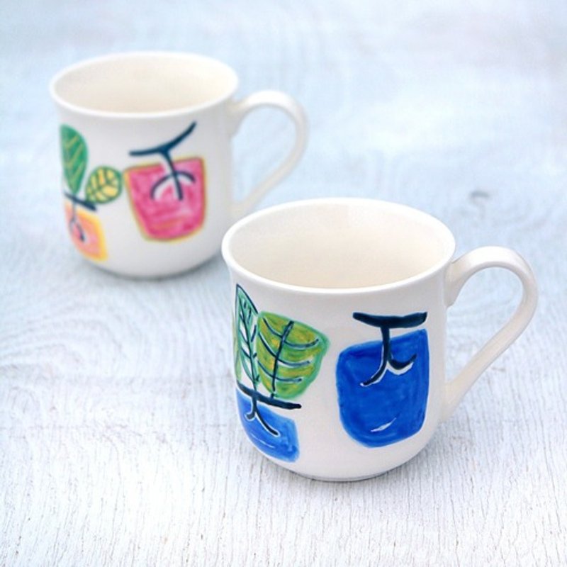 柿模様（ブルー）のマグカップ - 咖啡杯/馬克杯 - 陶 