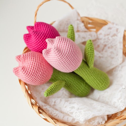 MaraBooHandmade Crochet Pattern Tulip Baby Rattle - Digital Item