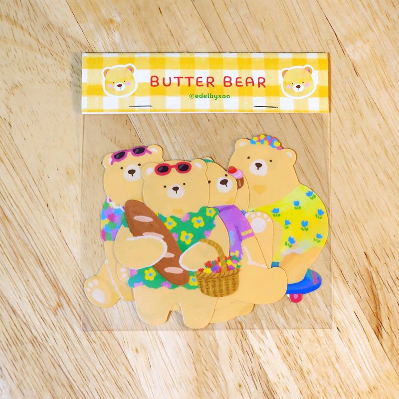 Lovely Butter Bear Stickers 5 pcs | iPad sticker, laptop sticker - Stickers - Paper Orange