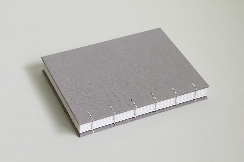 Hardcover Coptic Bound Notebook/Journal in LightGray Ramie Cotton Cloth - Notebooks & Journals - Paper Gray