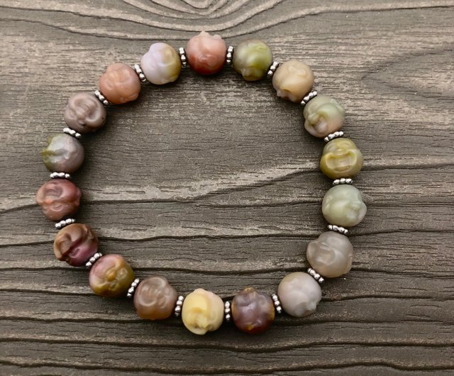 Yanyuan agate Smiling factory Buddha head colorful bracelets