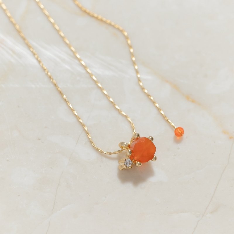 [The Desire of the Heart] Carnelian Natural Stone Necklace Carnelian - Necklaces - Stainless Steel 