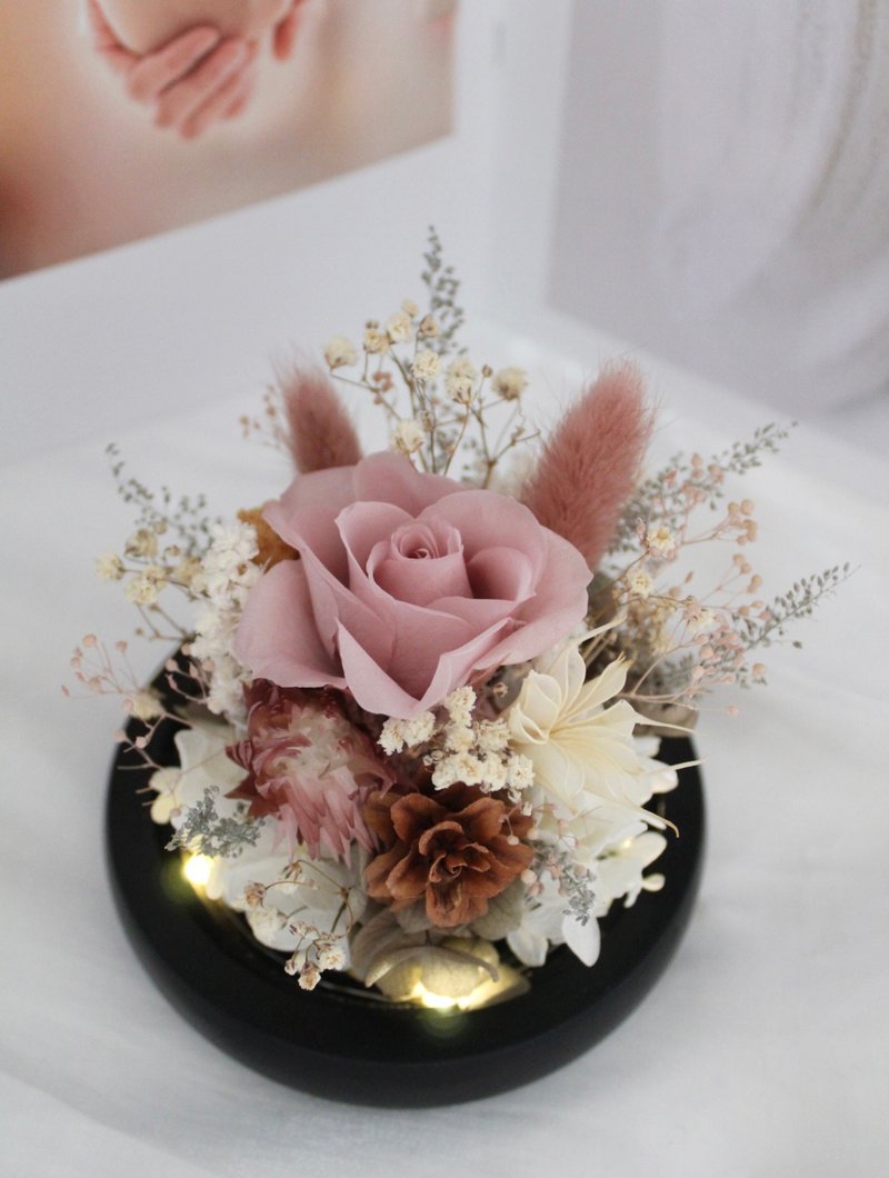 Hazy Rose Preserved Flower Glass Cup Flower Gift - ช่อดอกไม้แห้ง - พืช/ดอกไม้ 