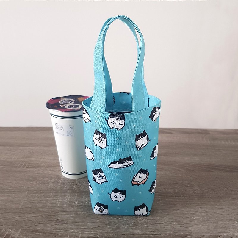 Benz cat water-repellent cloth drink bag, cup bag, universal pouch - ถุงใส่กระติกนำ้ - ผ้าฝ้าย/ผ้าลินิน 