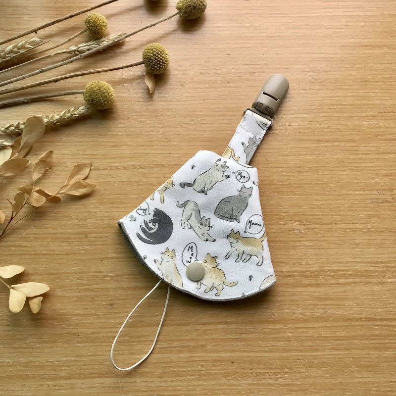 奶嘴套組 奶嘴套加奶嘴鏈 韓國布料貓奴係列 - 奶瓶/奶嘴 - 棉．麻 多色
