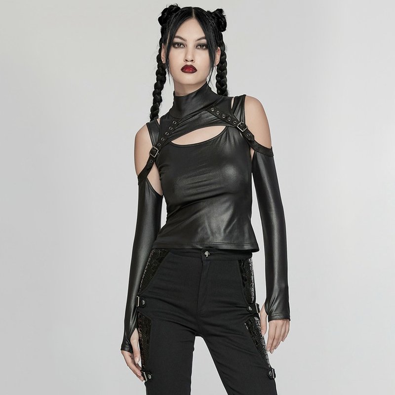 Punk Mind Hacker Two-piece Suit/Vest/Sleeves/Two-piece - Women's Tops - Other Materials Black