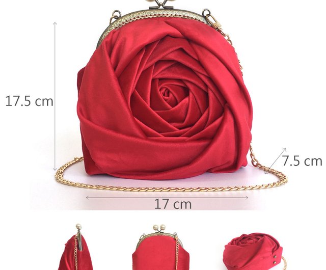 Handmade Velvet Rose Bag,Shoulder,Handle,Red Evening Purse Handmade Velvet Rose Bag,Shoulder,Handle,Red Evening Purse