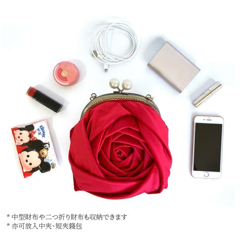 優しい深紅の薔薇 2ウェイ トート ショルダーバッグ ばらがま口