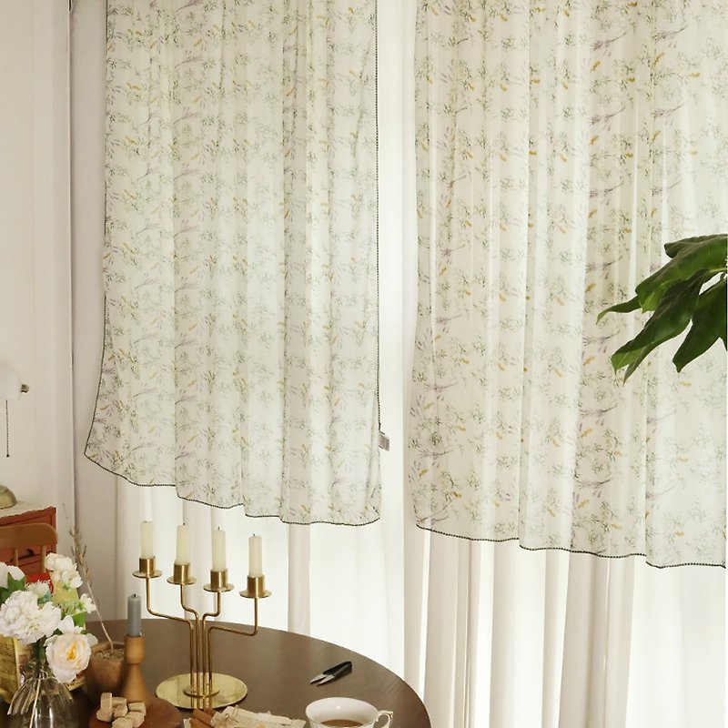 Romantic soft floral chiffon curtain 145x150_Korean curtains and door curtains discounts available in stock quickly - Doorway Curtains & Door Signs - Polyester 