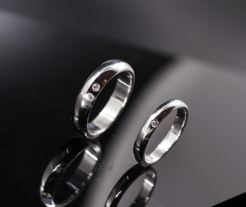 [Half-mu light] Curved sterling silver diamond ring - แหวนทั่วไป - เงินแท้ สีเงิน