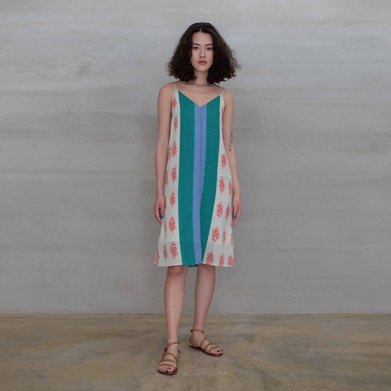 Mid-Summer Strape Printed Dress - One Piece Dresses - Cotton & Hemp Multicolor