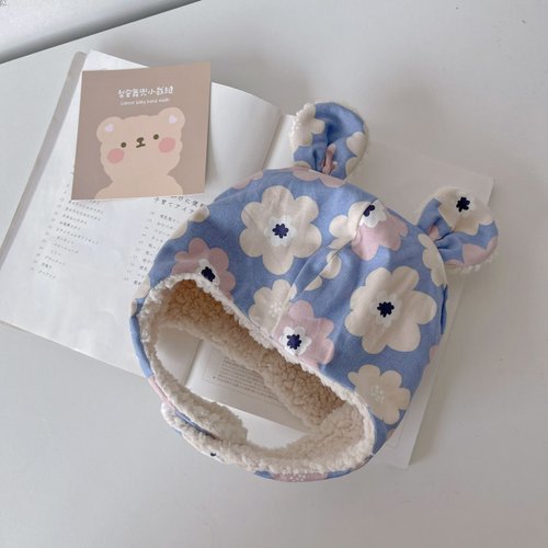 Lianne baby 梨安手工嬰兒禮物 彌月禮 新生兒見面禮 周歲禮 Baby粉嫩和風採花 手工寶寶保暖羊羔絨飛行帽 遮耳帽 嬰兒帽