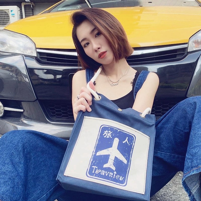 Zi Zuo Zi Shou / Ka-Ji-Dai－Traveler  Two-way canvas bag - กระเป๋าเป้สะพายหลัง - ผ้าฝ้าย/ผ้าลินิน สีน้ำเงิน