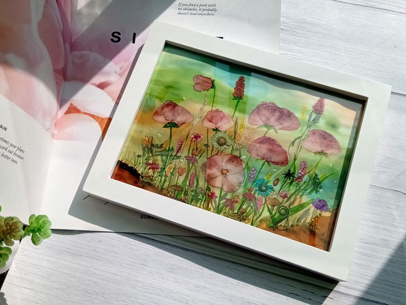 手作押花小品,押花立、掛畫 - 相框/畫框 - 木頭 多色