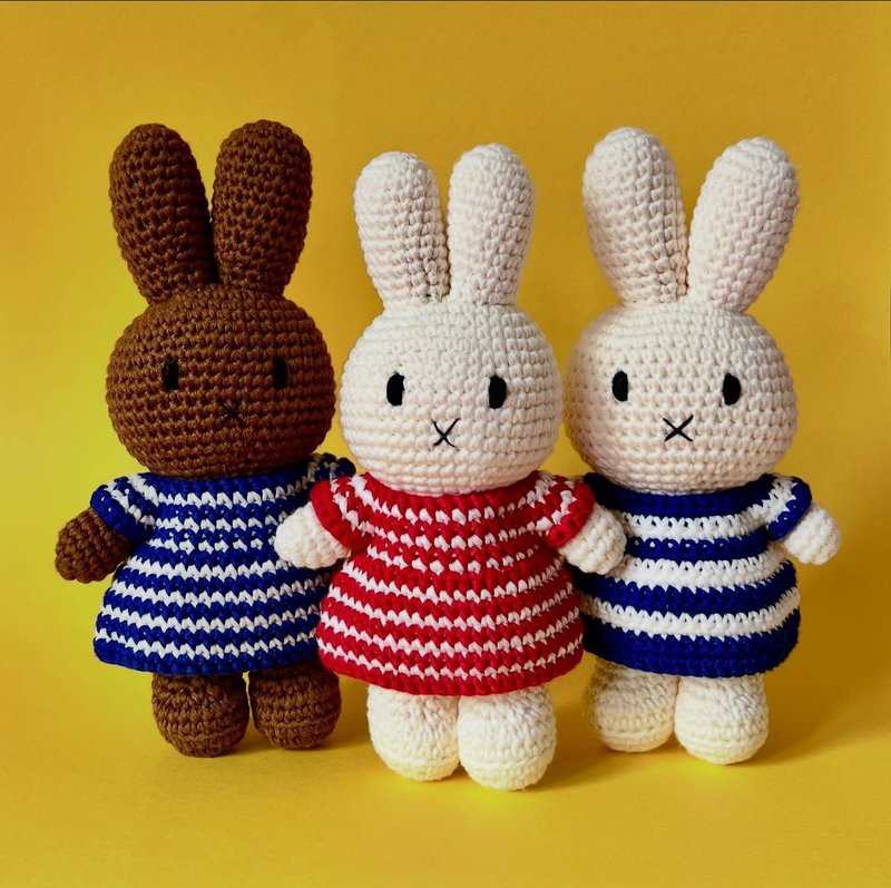荷蘭進口Miffy【條紋系列】Just Dutch授權正版手工鉤針米非兔 - 公仔/玩偶 - 棉．麻 多色