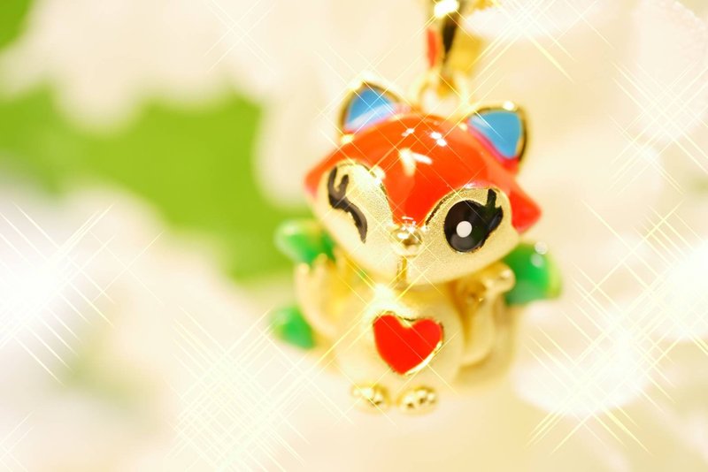 旺人緣-九尾狐-墜子 - 項鍊 - 24k 金 金色