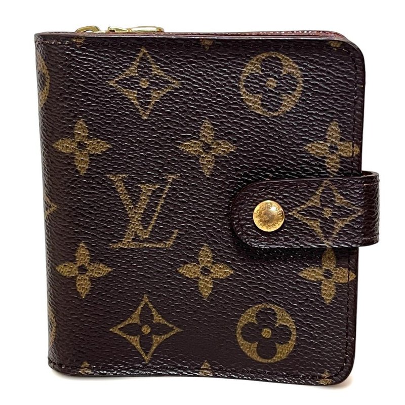 本物 Louis Vuitton ルイヴィトン コンパクトジップ 二つ折り財布 モノグラム PVC レディース M61667 中古 - 錢包/皮夾/長短夾 - 其他材質 咖啡色