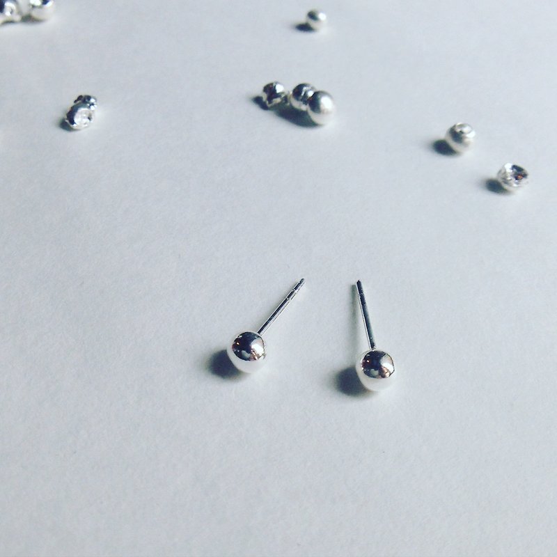 【 PURE COLLECTION 】- Minimalism/dot .925 silver earrings - Earrings & Clip-ons - Other Metals Gray