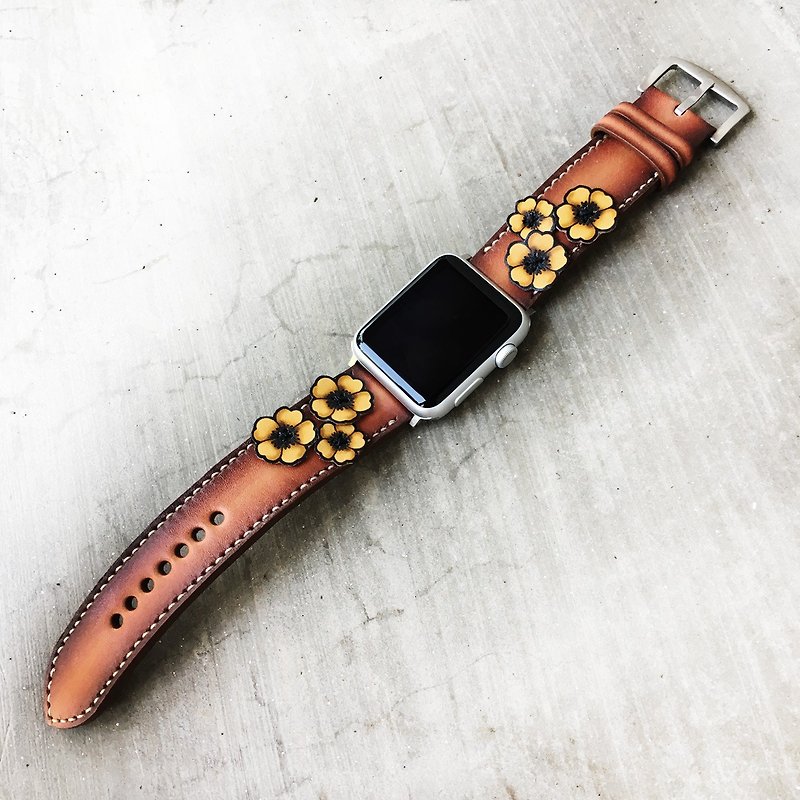 Apple Watch Strap 38mm 42mm 40mm 44mm, Hand-Stitched Handmade - Watchbands - Genuine Leather Brown