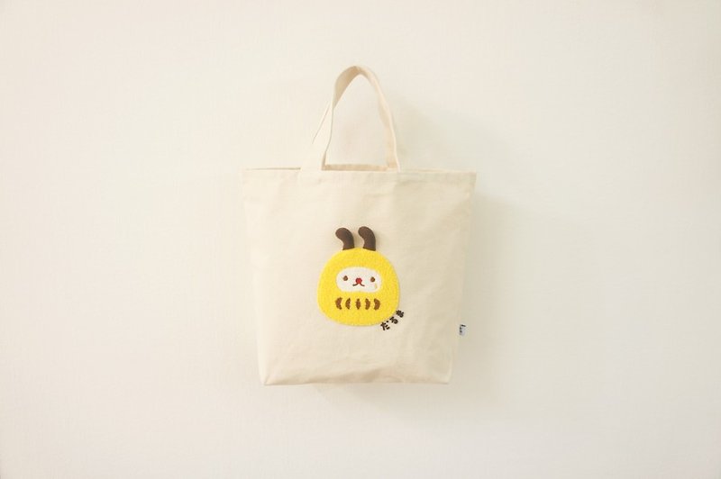 Papadamia canvas bag - กระเป๋าถือ - ผ้าฝ้าย/ผ้าลินิน ขาว