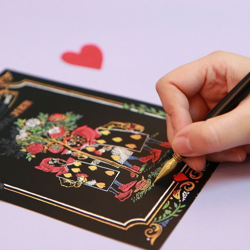 LAGO-Alice Hand Scratch Color Postcard - Solitaire Servant, LGO40785 - Cards & Postcards - Paper Multicolor