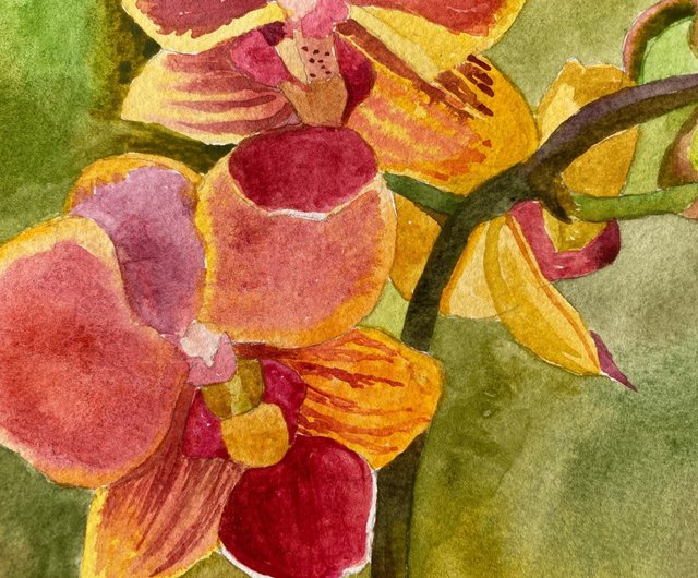 メアリーウディン　花　水彩画　 額装 水彩画 少女と花（原画、F4サイズ、額付き） Girl and Flower