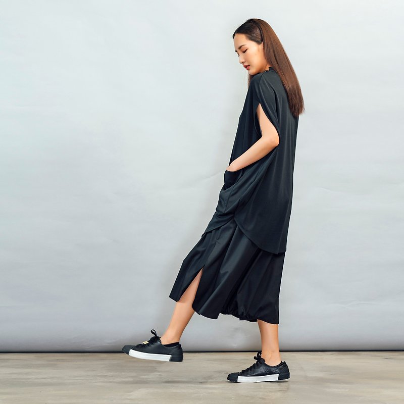 Black trousers and skirts elastic culottes - popular starting models - Skirts - Polyester Black