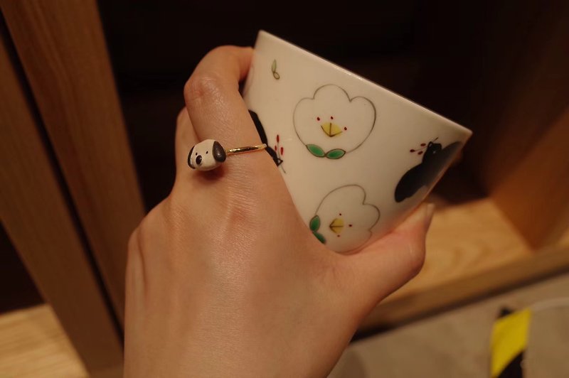 Ceramic Handmade Cute Puppy Ring - แหวนทั่วไป - ดินเผา สีดำ