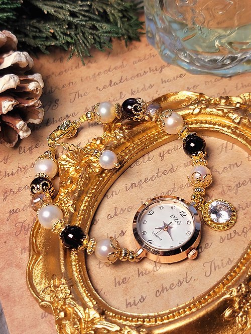 晶飾界 伯爵夫人的美麗與哀愁。14k金包銅高貴優雅天然水晶實用手錶