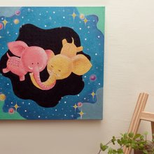 タコのフレームレスペイント/アクリル絵の具で手描き/海洋生物の