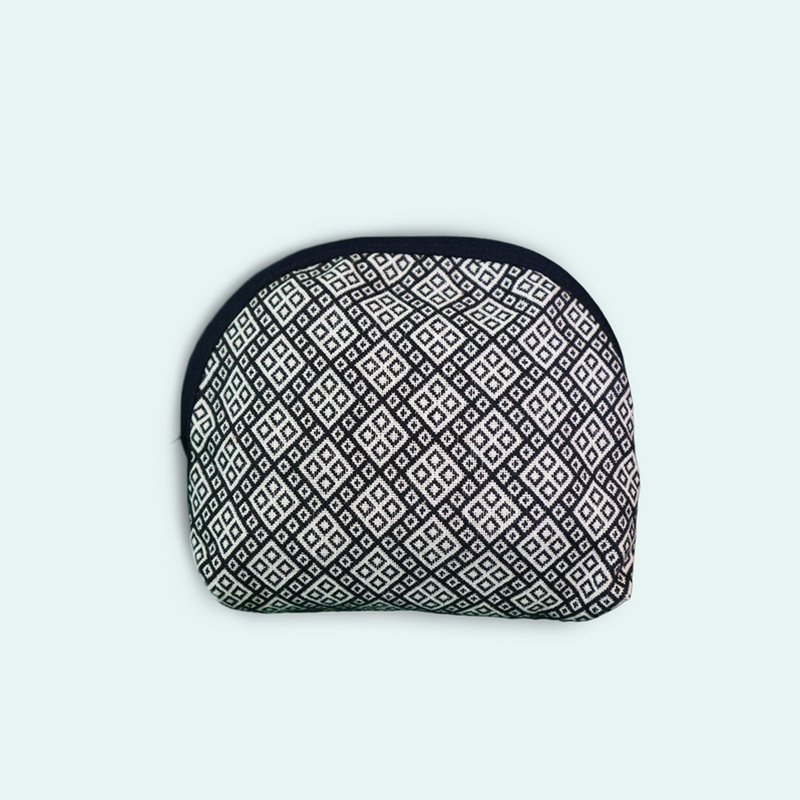 Qulih Balay Woven Classic Argyle Organizer Black - กระเป๋าใส่เหรียญ - ผ้าฝ้าย/ผ้าลินิน สีดำ