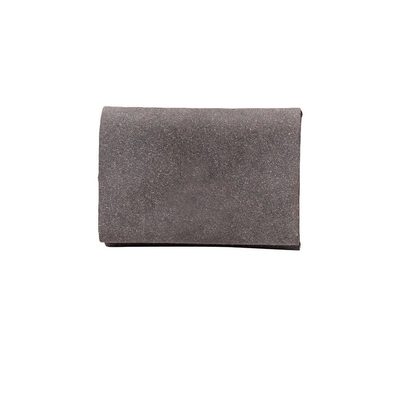 Coin case with card-holder【Grey x White Diamond Pattern】 - Other - Genuine Leather Gray
