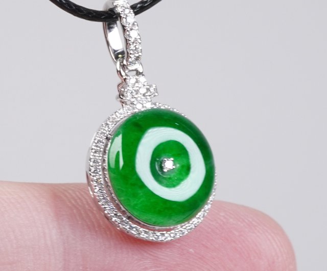 冰種老坑綠翡翠平安扣項鍊18K金鑽石| 天然緬甸玉翡翠A貨| 送禮瓔珞翡翠