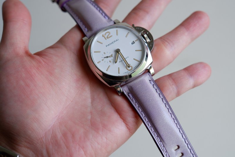 Wax Purple Calfskin Isaac Handmade Strap Custom Strap Leather Strap - สายนาฬิกา - หนังแท้ สีม่วง