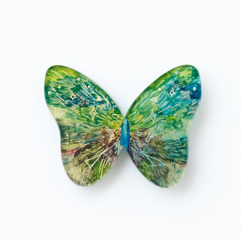 絵のブローチ【蝶】 - 胸針 - 壓克力 綠色