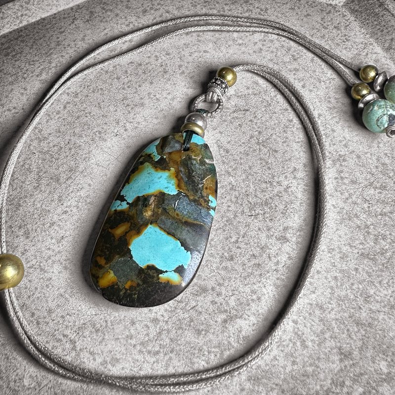 Hubei turquoise Bronze and silver rope chain - Necklaces - Semi-Precious Stones 