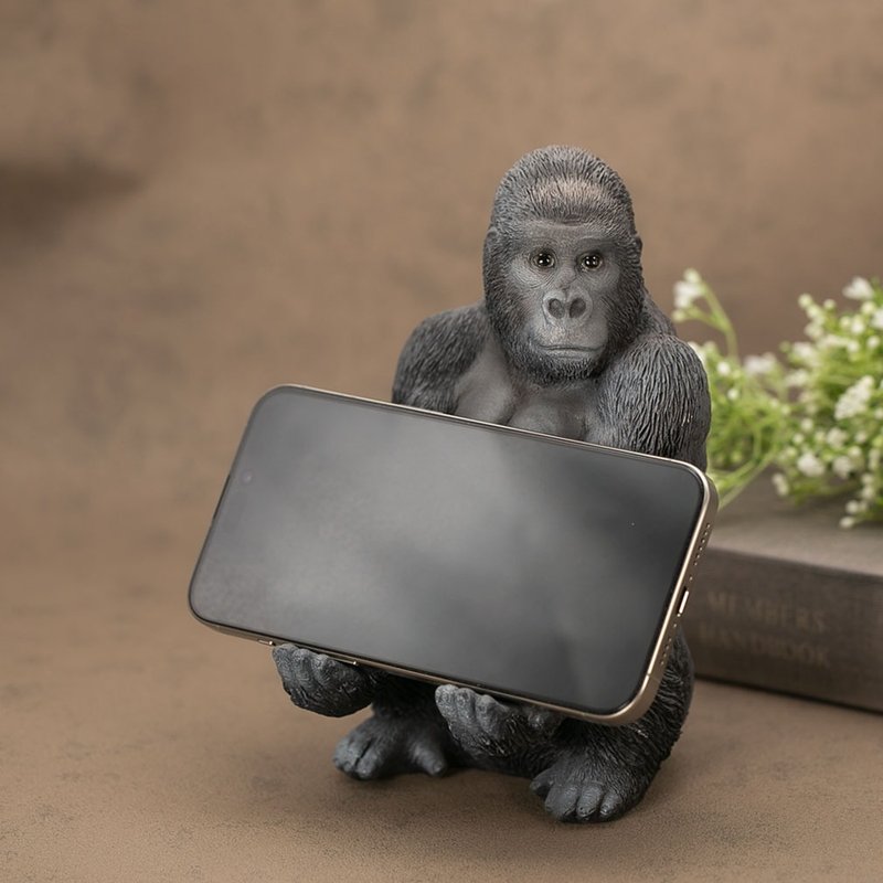 Devalier ca219 [Genuine] Gorilla Figurine Gorilla Smartphone Stand Made of Resin Gift Cute Birthday Present Idea Goods - Phone Stands & Dust Plugs - Resin Black