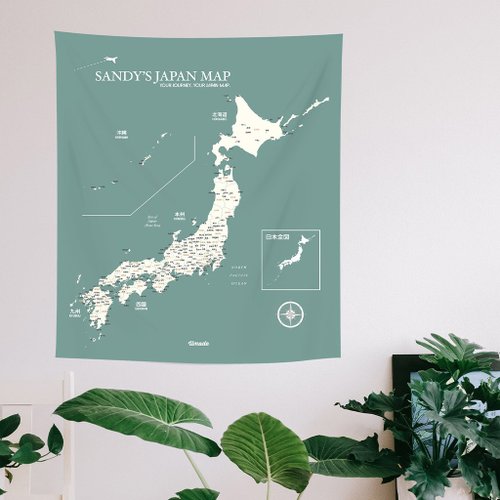 Umade 日本地圖-專屬訂製日本地圖(布) 迷霧綠 母親節客製化禮物