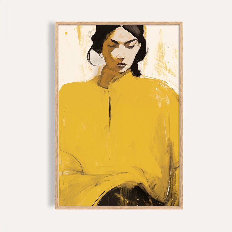 黃衣靜思 Woman in Ochre / 當代肖像插畫海報 掛畫 - 海報/掛畫/掛布 - 紙 
