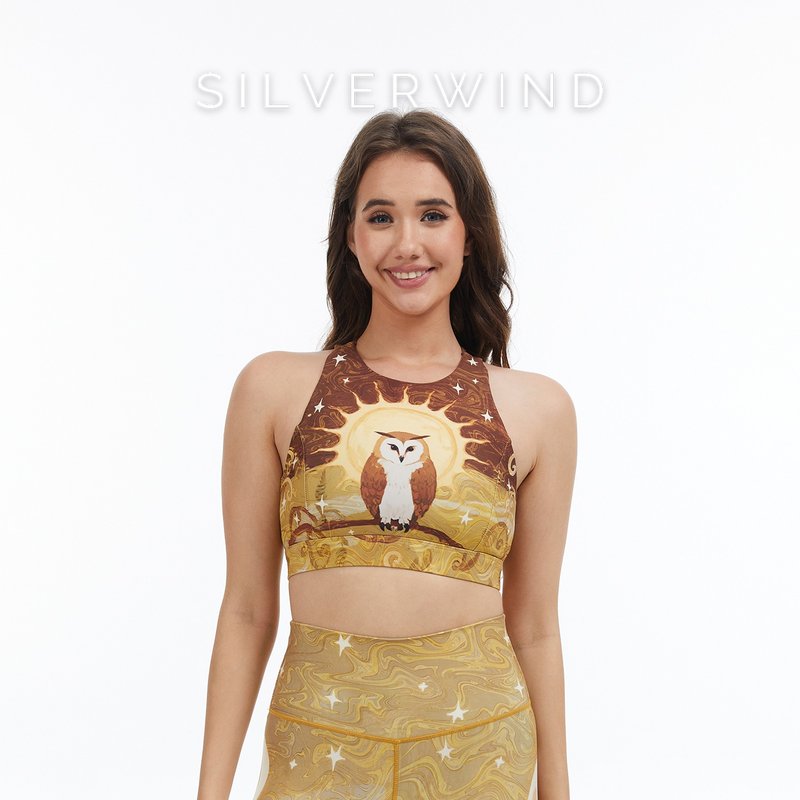 Moon Owl Criss Cross Tank Top Bra - Women's Athletic Underwear - Eco-Friendly Materials Multicolor