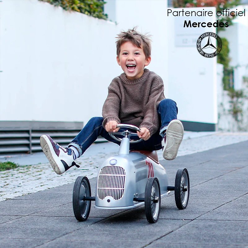 French Baghera boutique children's rider Lulu car Mercedes-Benz W25 Silver - Kids' Toys - Plastic 