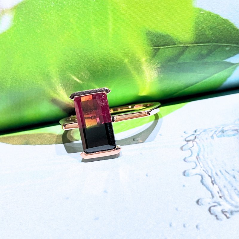 The Flat Corner - 天然莓紅/黑雙色碧璽(2.62ct) 18k玫瑰金戒指 - 戒指 - 貴金屬 粉紅色
