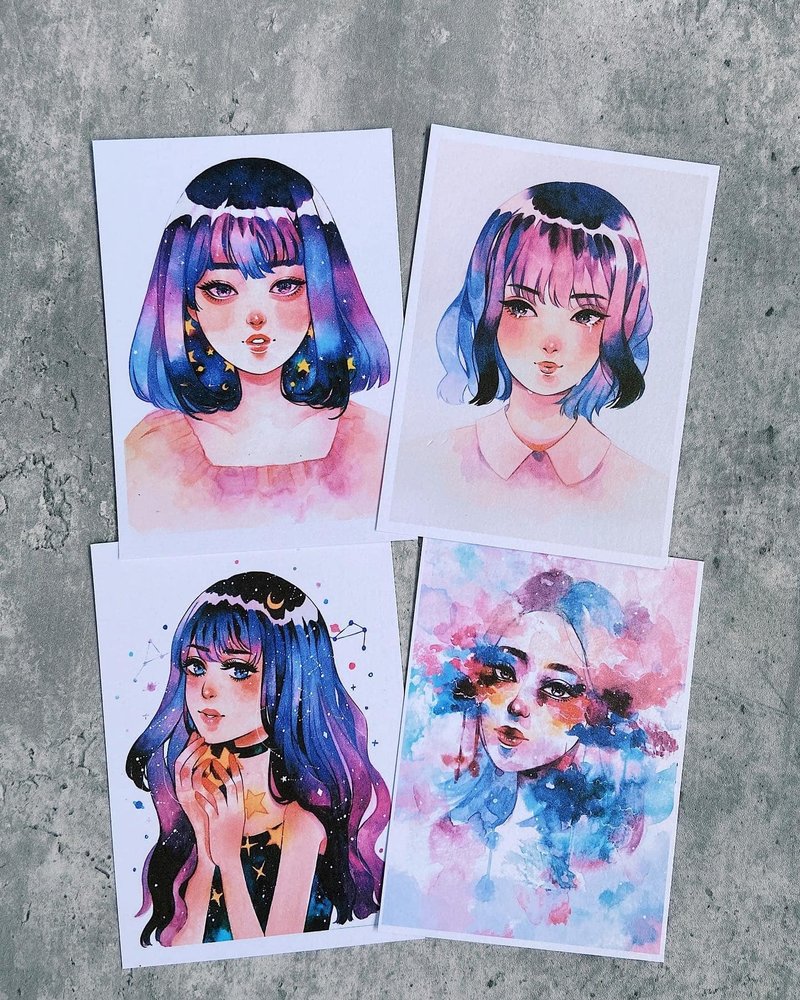 Watercolor Postcrads / Overflow Series - การ์ด/โปสการ์ด - กระดาษ หลากหลายสี