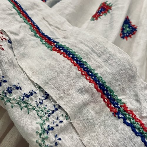 ヴィンテージUSAクロスステッチ刺繡スカート手作りクロス