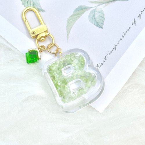 Greenery Maze 【客製化】祈願祝福水晶石26 大寫英文字母姓名鑰匙扣