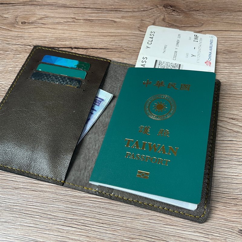 復古銅色 皮革護照套 護照夾 手作禮物 - 護照夾/護照套 - 真皮 