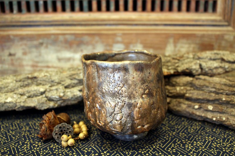 Firewood | Falling Ash Shino Tea Bowl - Teapots & Teacups - Pottery Khaki
