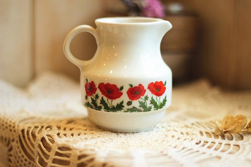 【好日戀物】德國vintage BAREUTHER 花朵瓷器牛奶小壺 - 茶壺/茶杯/茶具 - 瓷 白色