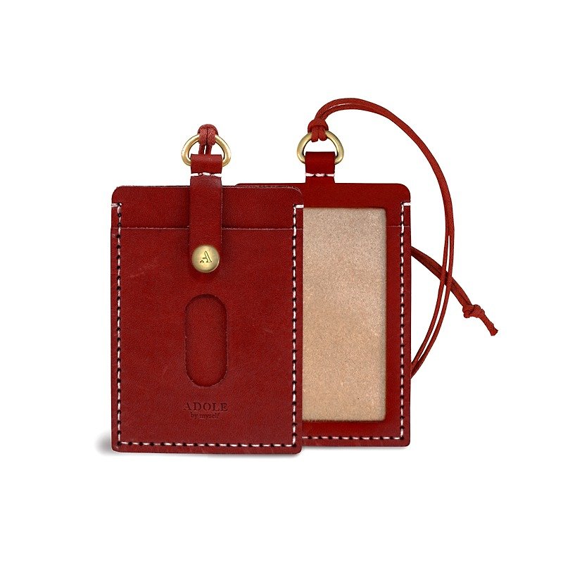[ADOLE limited edition] leather hand made DIY set - ID set - red - Leather Goods - Genuine Leather 